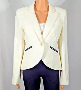 Smythe Blazer Jacket Ivory/White Size 10 Les Vestes Womens Lace Overlay Fitted - Picture 1 of 13