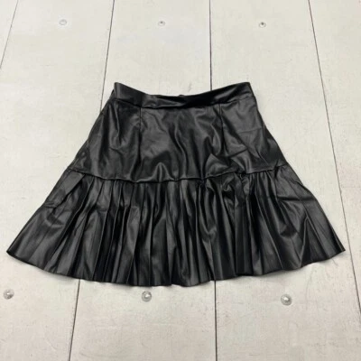 Falda negra de imitación de cuero en capas línea A para mujer talla X-grande NUEVA Foto 1 de 4