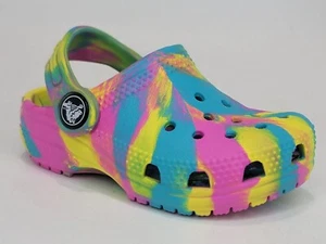 Crocs Classic Girls Marbled Tie Dye Clogs Shoes Multi Color C 6 Kids SHIPS FAST - Picture 1 of 16