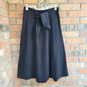 Maxi falda vintage para mujer línea A corbata frontal cintura elástica negra talla 14 - Imagen 1 de 8