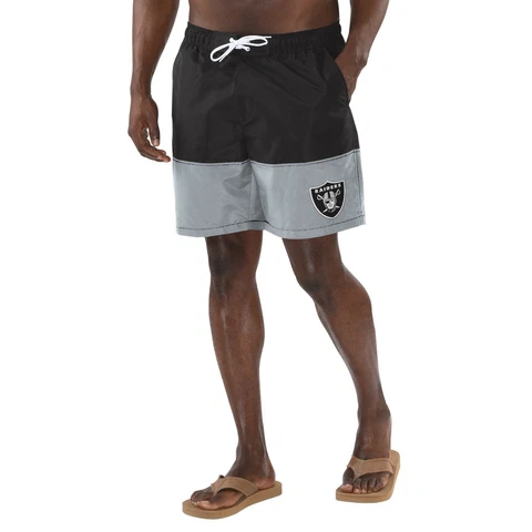 Oakland Raiders G-III Sports Anchor Volley Swim Shorts - Black/Gray Cover
