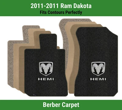 Lloyd Berber Front Carpet Mats for '11 Ram Dakota w/Silver on Black Ram & Hemi - Imagem 1 de 4