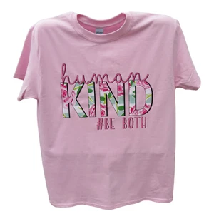 Gildan Damen T-Shirt M-3XL Rosa Lila Human Kind Be Both - Bild 1 von 14