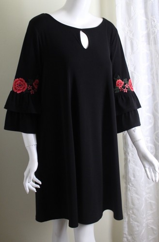 Alyx taglia L art to wear western boho funky nero maglia liquida maniche a 3 4 floreale