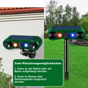 2x Solar Tiervertreiber Ultraschall Abwehr Marder Katzen Hunde Abwehr Schreck - Bild 1 von 9