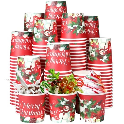 180 Pcs Christmas Snack Bowls Bulk Paper Bowls Disposable Christmas Cups for ... - Image 1 of 4
