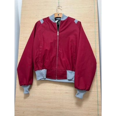 Vintage Quality Outerwear Bomber Jacket, Red Grey Fur Lined, Retro Style - Image 1 of 4