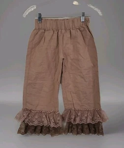 Matilda Jane Paint By Numbers Almond Opal Ruffle Pants Girls Sz 10 Linen Lace - Picture 1 of 5