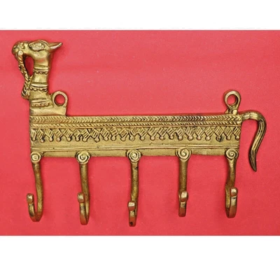 Camel Shape Vintage Repro Handmade Solid Brass Cloth Towel Key Wall Hanger - Image 1 of 4