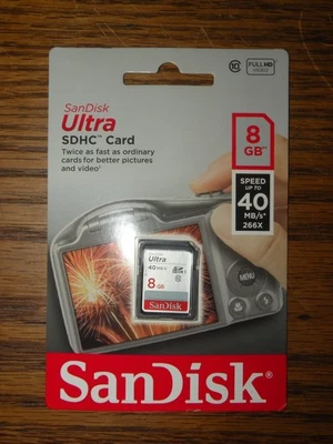 NEW SanDisk 8GB Class 10 Ultra SDHC Card Speed up to 40MB/s HD Video Camera Etc - Image 1 of 3