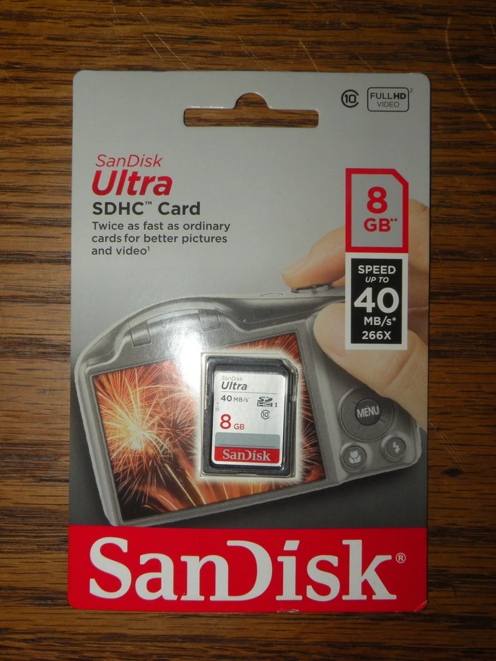 NEW SanDisk 8GB Class 10 Ultra SDHC Card Speed up to 40MB/s HD Video Camera Etc - Image 1 of 3