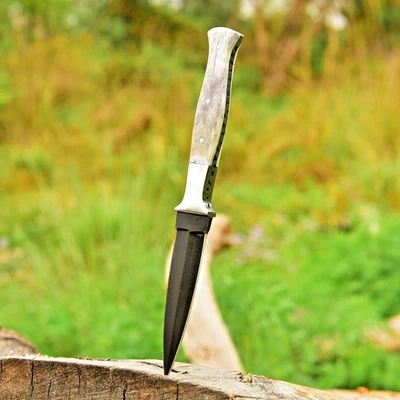 Handmade Fix Blade Double edge Dagger knife Boot Hunting Outdoor - Image 1 of 4