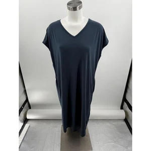 Brigitte Brianna Dark Grey VNeck Short Sleeve Casual Dress Womens Size Large - Picture 1 of 6