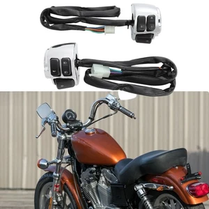 2xChrome 1" Handlebar Control Switches Wiring Harness For Harley Sportster Dyna - Picture 1 of 13