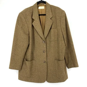 Vintage Elizabeth Tweed Blazer Sakko 3 Knöpfe Damen Gr. 16 braun Wolle *MÄNGEL - Bild 1 von 9