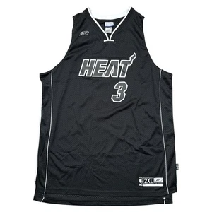 Vintage Y2K Reebok Miami Heat Dwyane Wade Black White Stitched Jersey Mens 2XL - Picture 1 of 7