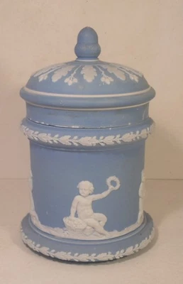 Rare Wedgwood 19th Century Blue Jasperware Tobacco Jar A/F - image 1 of 4