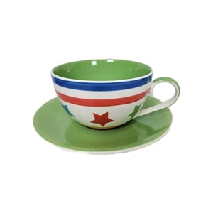 Whittard's Cup And Saucer Large Stars Stripes Hand Painted Tea Coffee - Picture 1 of 6