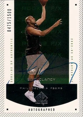 SAM CLANCY ; 2002-2003  SP AUTHETIC ROOKIE F/X  AUTOGRAPH  CARD No. 0475 / 1500 - Image 1 of 2