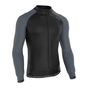 Cycling Winter Jersey For Men Long Sleeve Italian Super Roubaix Full Zip Grey - Picture 1 of 4
