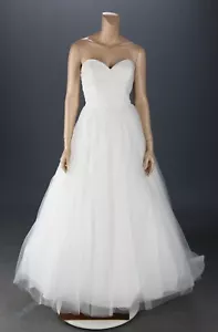 David's Bridal Style WG3802 White Tulle Sweetheart Wedding Dress sz 12 - Picture 1 of 4
