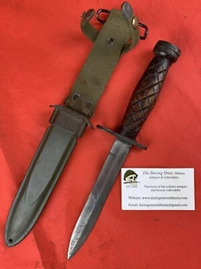 Original WW2 US M1 Carbine Bayonet “ACC” Aerial Rare Cross Hatch Pattern Handle - Picture 1 of 16