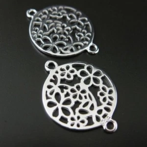 Sterling Silver Findings - Filigree Circle Connector, Chain Links( 15 mm-2 pcs ) - Picture 1 of 2