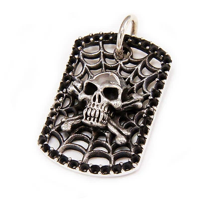 COLGANTE ROCKABILLY GÓTICO MOTOCICLISTA PLATA ESTERLINA 925 CALAVERA HUESO CRUZADO nd-049 Foto 1 de 4