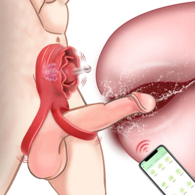Vibrating Penis Vibrator Cock Ring Clit Stimulator Rose Sex Toys for Men Women - Image 1 of 4