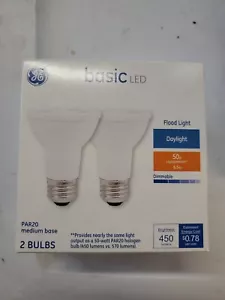 2 GE 50-Watt PAR20 LED Flood Lights - 450 Lumens - 5000K - Daylight NEW - Picture 1 of 8