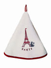TORCHONS & BOUCHONS DUBOUT, CAT AT EIFFEL TOWER ROUND, BEIGE HAND TOWEL w/LOOP