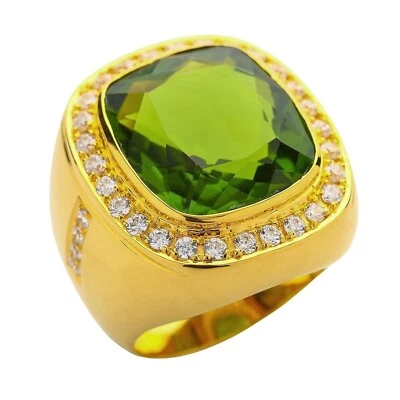 Enorme anillo de peridoto verde natural para hombre Foto 1 de 4