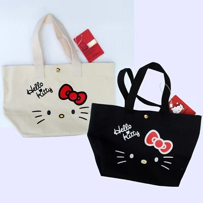Hello Kitty Canvas Mini Handbag Purse Cosmetic Makeup Tote Lunch Bag NEW - Image 1 of 4