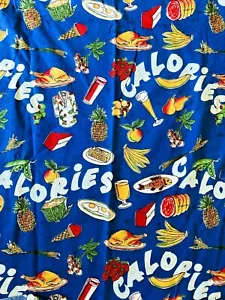 Tela azul franela Nick and Nora calorías American Genius 144"" x 44"" impresión de alimentos - Imagen 1 de 9