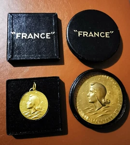 LOT MEDAILLES BRONZE ♦ Compagnie générale Transatlantique ♦ FRANCE ♦ Avec boite - Imagen 1 de 2