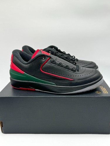 Scarpe Nike YTH Boys Air Jordan 2 retrò basse nere rosso fuoco taglia 5 5Y NUOVE FJ6869 006