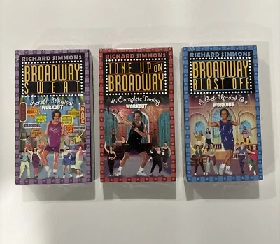 VHS LOT Richard Simmons Broadway Sweat/Blast Off/Tone Up Workouts No Cord SEALED - Image 1 of 4