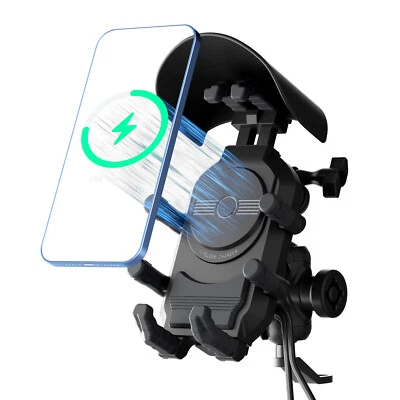 Motorcycle Phone Mount 15W wireless charging A+C Shock-absorbing belt anti-theft - Image 1 of 4