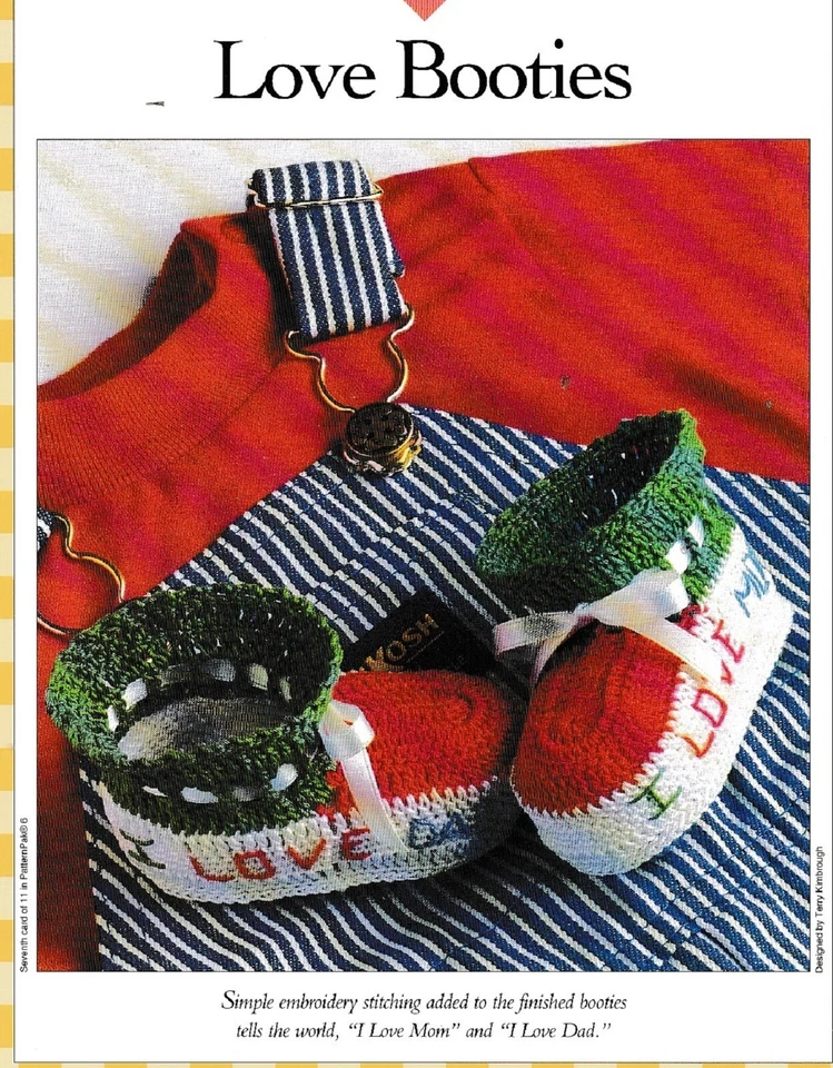 Botines de bebé "I Love Mom / I Love Dad" - Talla 10 algodón - patrón de ganchillo SOLO Foto 1 de 2