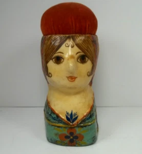 Gemma Taccogna Bust Pin Cushion Paper Mache Signed - Picture 1 of 9