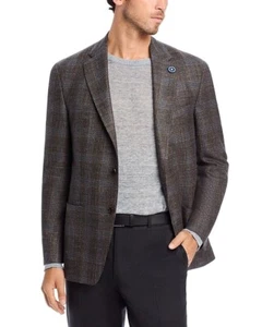 Hart Schaffner Marx New York Plaid Regular Fit Sport Coat Men's 48L Brown/Teal - Picture 1 of 19