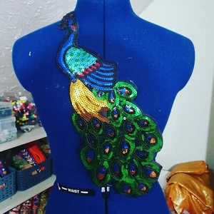 PAILLETTEN Applikation Motiv Patch Hotfix Colourful PEACOCK - Bild 1 von 1