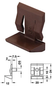 * Pack of 16 Brown Plastic 5mm Shelf Supports with Spring Clip to hold shelf - Picture 1 of 3