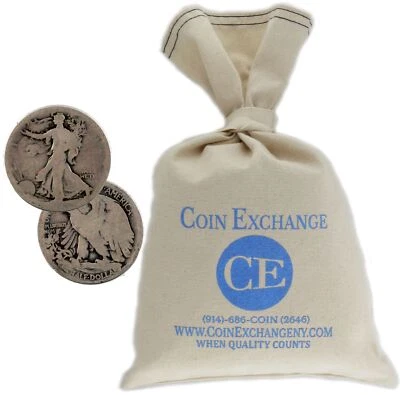 Bolsa US$ 100 valor nominal 90% prata liberdade para andar meio dólar sem data - Imagem 1 de 3