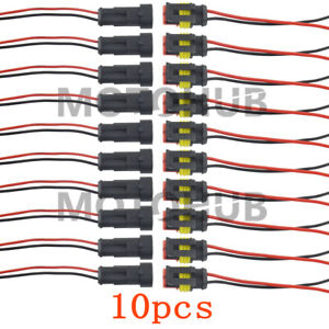 10PCS 2Pin Way Car Waterproof Male Female Electrical Connector Plug Wire Kit Set