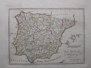 1819 Bartolomeo Borghi Mappa La Spagna Divisa in Regni España Portugal - Imagen 1 de 2