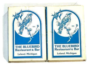 2 VTG UNIVERSAL MATCH BOX PINK TIP WOODEN MATCHES BLUEBIRD RESTAURANT LELAND MI - Picture 1 of 5