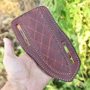 CUERO GENUINO GRABADO PANQUEQUE HECHO A MANO FUNDA HOJA FIJA CUCHILLO/FUNDA - Imagen 1 de 5