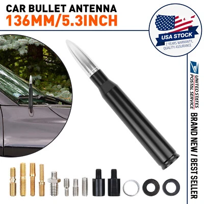 Silver Black BULLET ANTENNA for CHEVROLET SILVERADO 1500 2500 3500 GMC SIERRA - Image 1 of 4