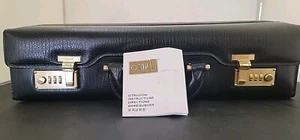 Bally Executive Business Briefcase Attache Case Black Leather Combo Lock Italy - Picture 1 of 24